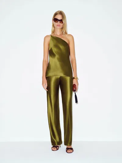 Reformation Samantha Silk Two Piece Green 8