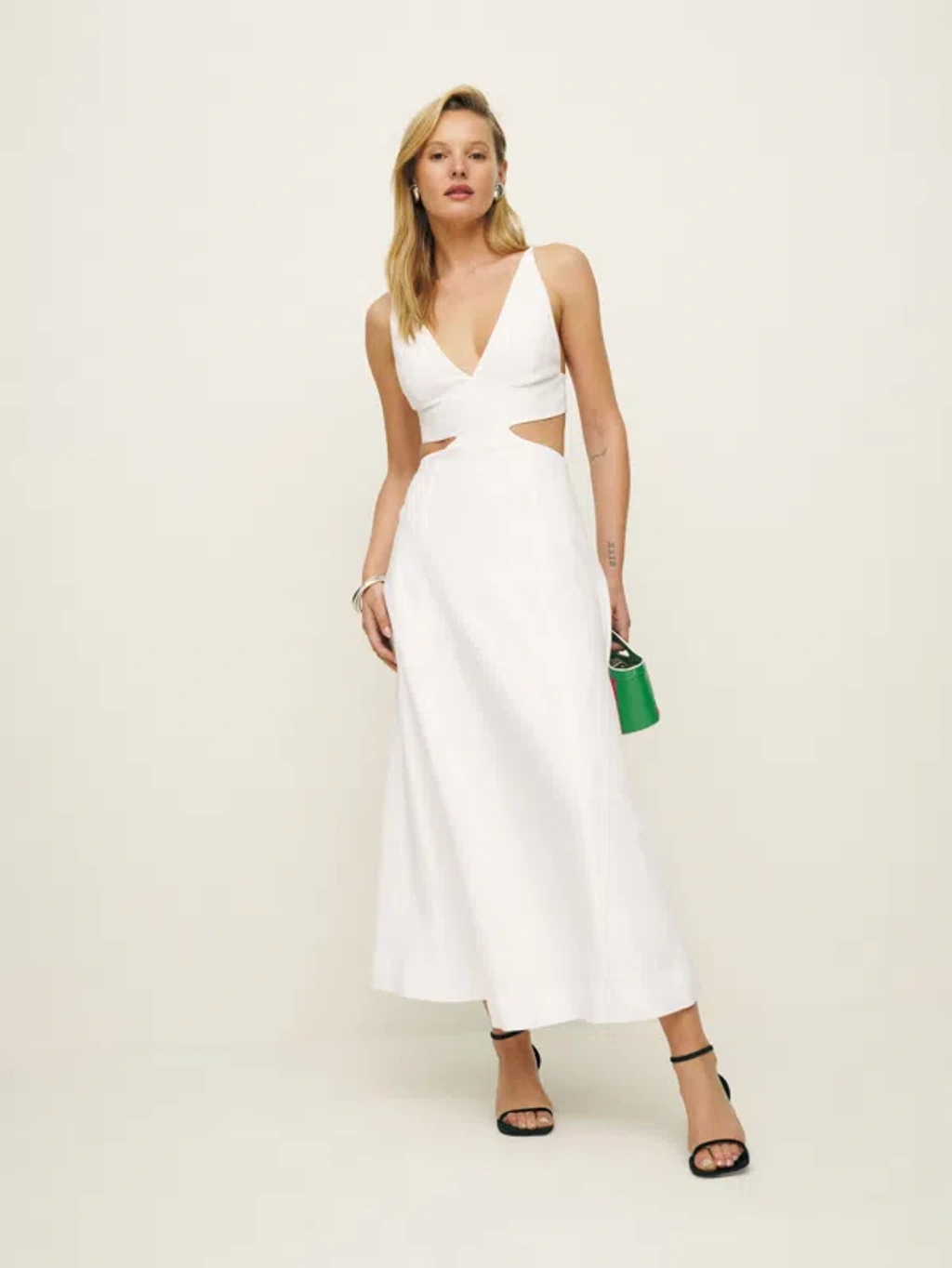 Reformation Samara Linen Dress In White | ModeSens