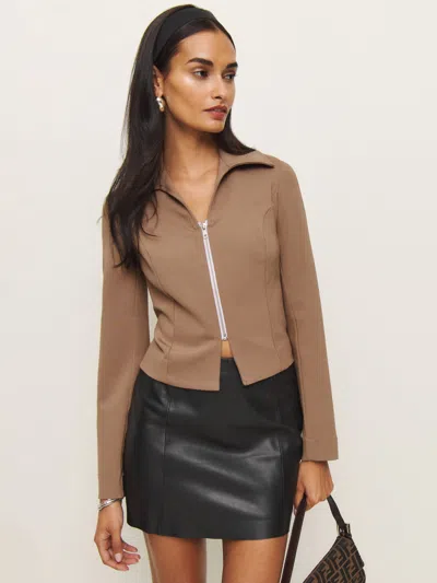 Reformation Sammi Knit Jacket In Nutty