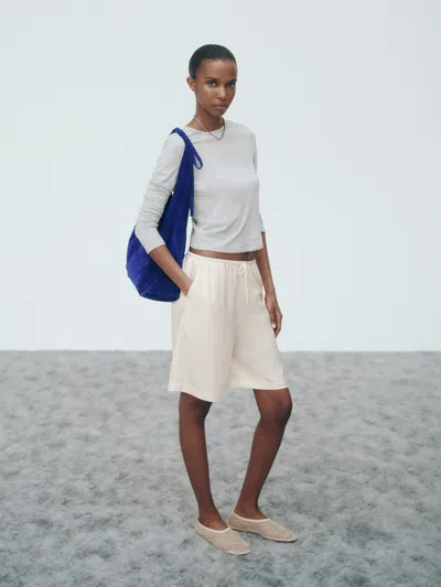 Reformation Short En Satin Sandy Ivoire L In White