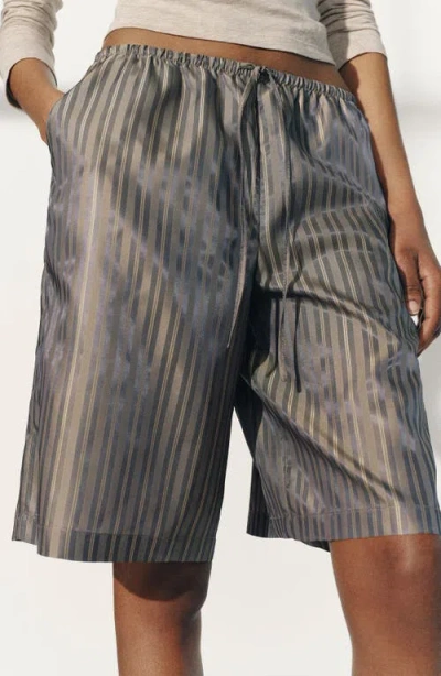 Reformation Sandy Striped Shorts In Gray