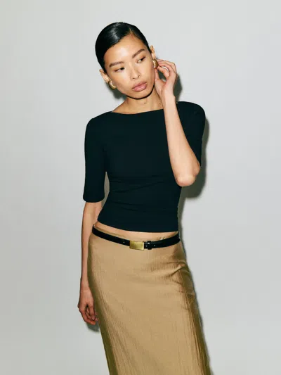 Reformation Santino Knit Top Black Xs