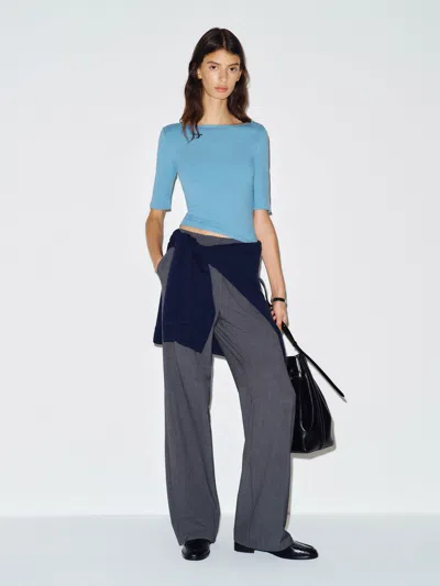 Reformation Santino Knit Top Blue Large