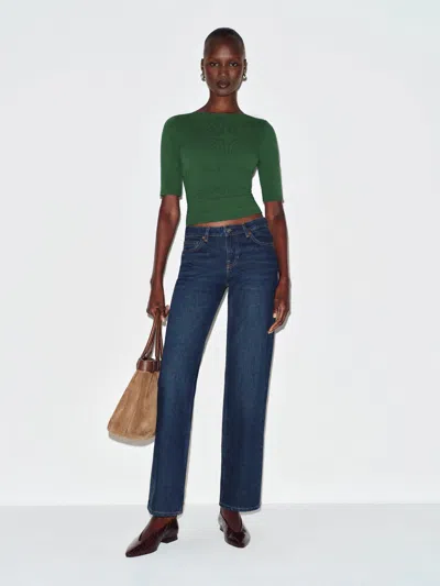 Reformation Santino Knit Top Evergreen Large In Green
