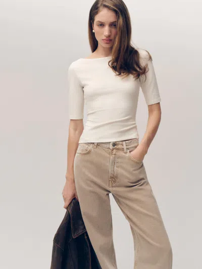 Reformation Santino Knit Top Ivory Xs In Neutral