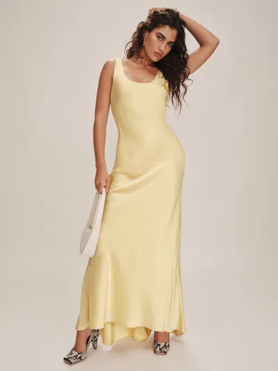 Reformation Sapphira Satin Dress In Blonde