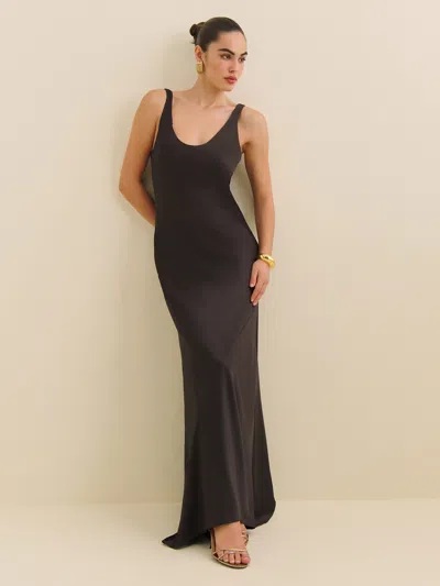 Reformation Sapphira Satin Dress In Mole