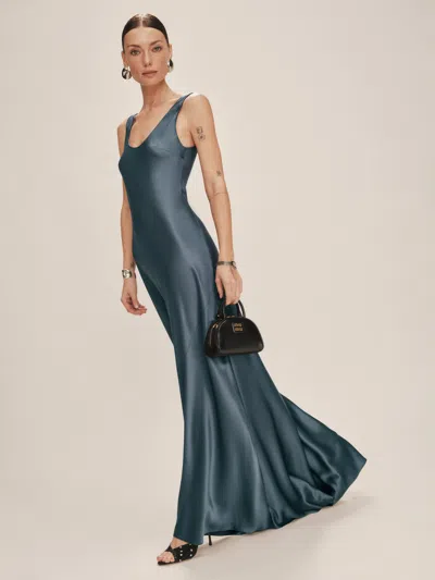 Reformation Sapphira Satin Dress In Slate
