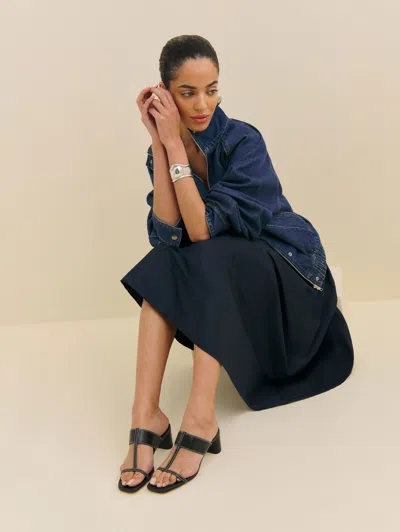 Reformation Sardinia Heeled Sandal In Black Leather
