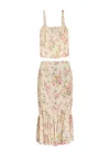 Reformation Sarita Floral Georgette Top And Midi Skirt Set In Neutral