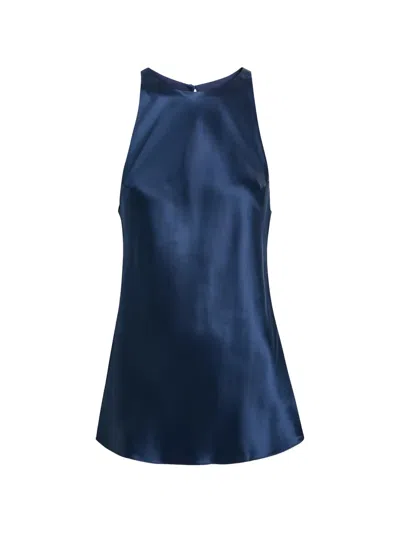 Reformation Womens Midnight Saskia Sleeveless Silk Top In Blue