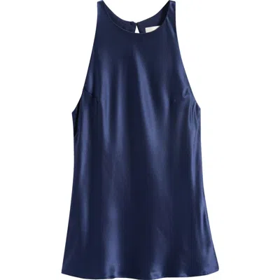 Reformation Saskia Silk Tank Top In Blue