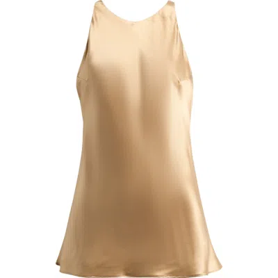 Reformation Saskia Silk Tank Top In Gold