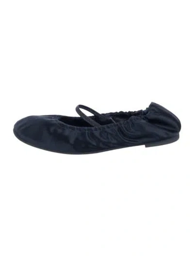 Pre-owned Reformation Satin Ballet Flats In Blue