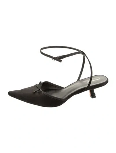 Pre-owned Reformation Satin Bow Accents Pumps In Black