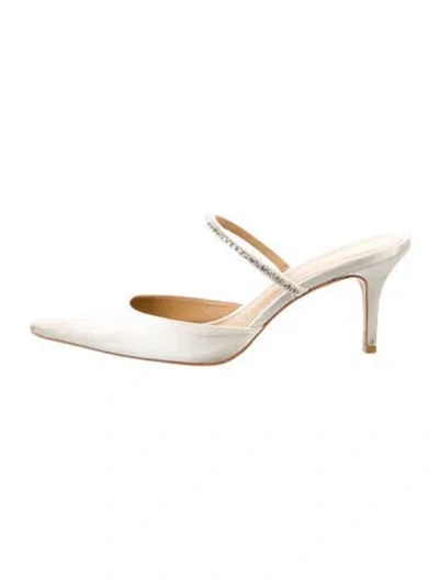 Pre-owned Reformation Satin Crystal Embellishments Mules In Neutral