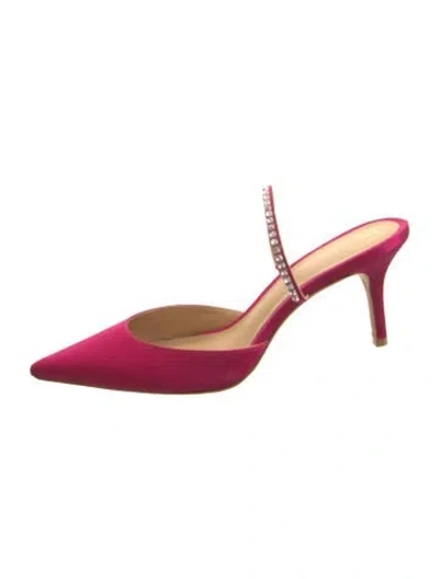 Pre-owned Reformation Satin Crystal Embellishments Mules In Pink