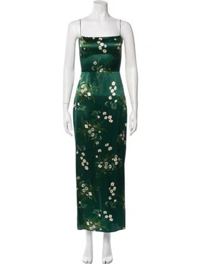 Pre-owned Reformation Satin Long Dress In Green