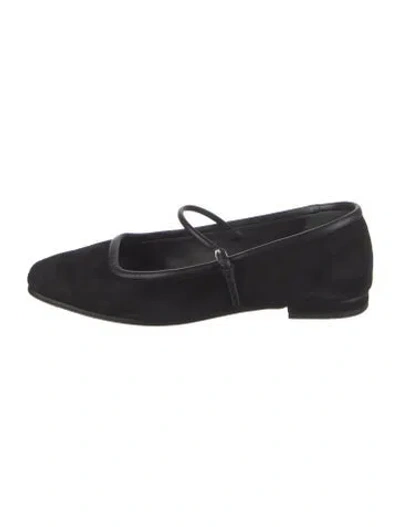 Pre-owned Reformation Satin Mary Jane Flats In Black