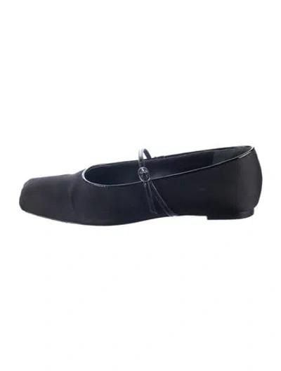 Pre-owned Reformation Satin Mary Jane Flats In Black
