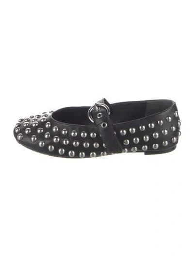 Pre-owned Reformation Satin Mary Jane Flats In Black
