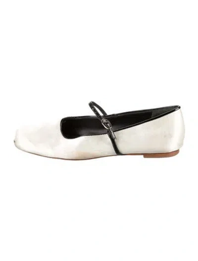 Pre-owned Reformation Satin Mary Jane Flats In White