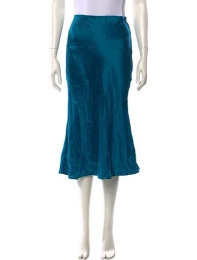 Pre-owned Reformation Satin Midi Length Skirt In Blue