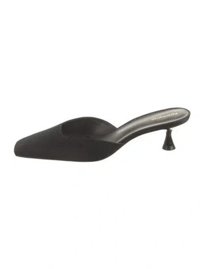 Pre-owned Reformation Satin Mules In Black