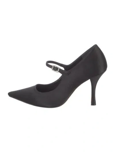 Pre-owned Reformation Satin Pumps In Black
