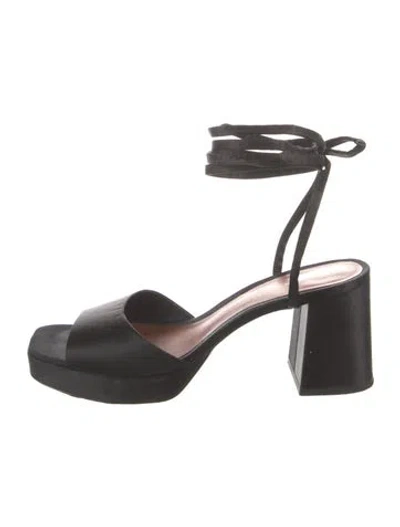 Pre-owned Reformation Satin Sandals In Black