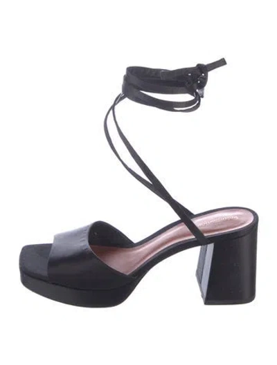 Pre-owned Reformation Satin Sandals In Black