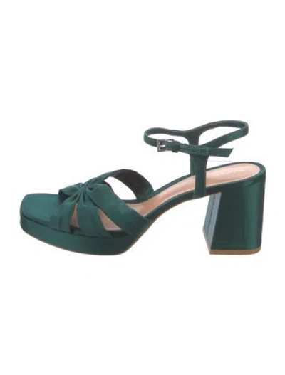 Pre-owned Reformation Satin Sandals In Green