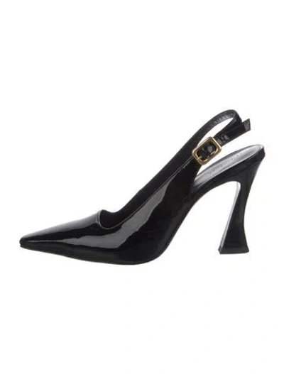 Pre-owned Reformation Satin Slingback Pumps In Black