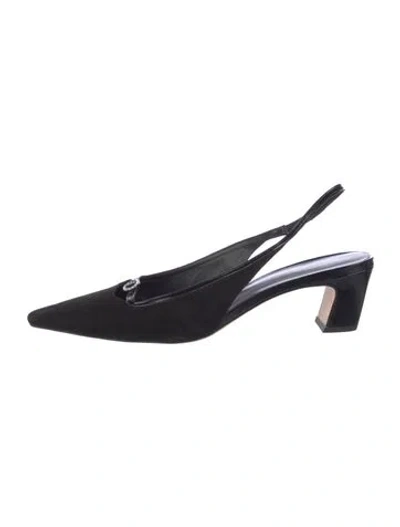 Pre-owned Reformation Satin Slingback Pumps In Black