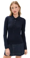 Reformation Sav Regenerative Merino Polo Navy In Navy