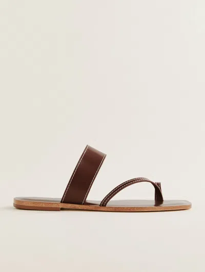 Reformation Sawyer Flat Sandal In Walnut