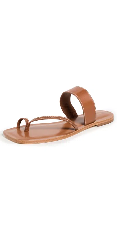 Reformation Sawyer Flat Sandals Pecan Leather