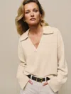 Reformation Sawyer Oversized Cashmere Polo In Eco Beige