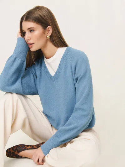 Reformation Saylor Cashmere Blend V-neck In Bluebell
