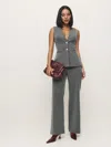Reformation Saylor Two Piece In Grey Pinstripe