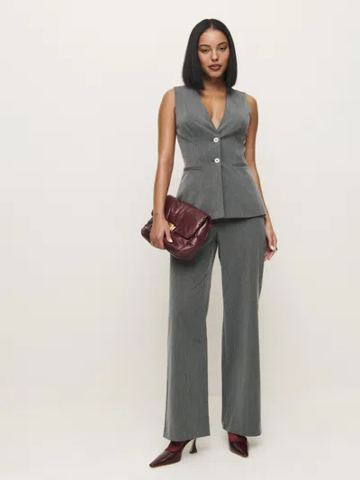 Reformation Saylor Two Piece In Grey Pinstripe