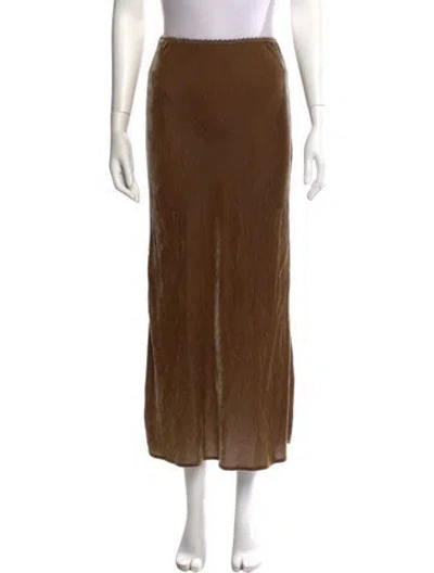 Pre-owned Reformation Scalloped Accent Midi Length Skirt In Brown