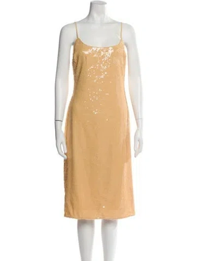 Pre-owned Reformation Scoop Neck Knee-length Dress In Yellow