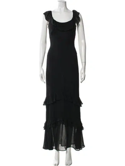 Pre-owned Reformation Scoop Neck Long Dress In Black