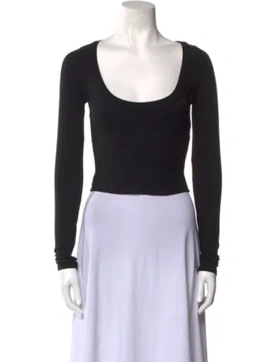 Pre-owned Reformation Scoop Neck Long Sleeve Bodysuit In Black