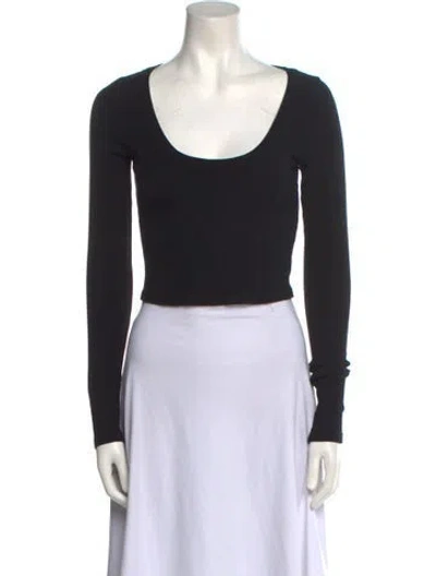 Pre-owned Reformation Scoop Neck Long Sleeve Bodysuit In Black