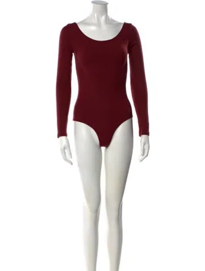 Pre-owned Reformation Scoop Neck Long Sleeve Bodysuit In Red