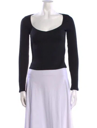 Pre-owned Reformation Scoop Neck Long Sleeve Bodysuit W/ Tags In Black