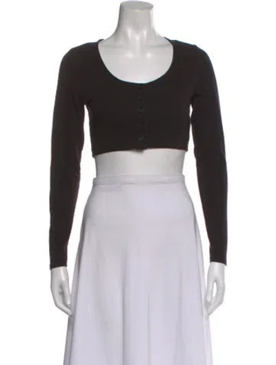 Pre-owned Reformation Scoop Neck Long Sleeve Crop Top In Brown