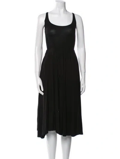 Pre-owned Reformation Scoop Neck Midi Length Dress In Black